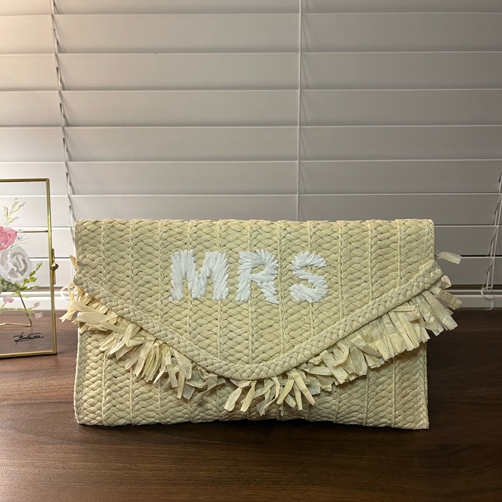 BTB Los Angeles “The Bride” Straw Clutch